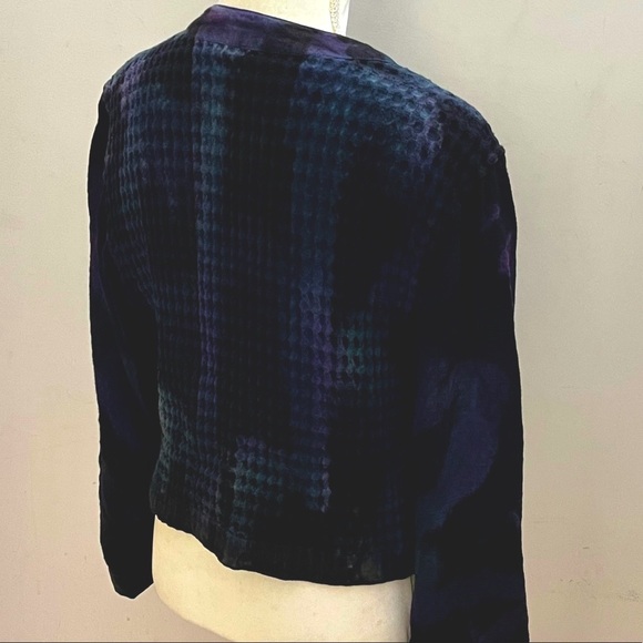 Nadya Cotton Waffle Weave Purple, Blue & Black Hand-dyed Jacket, sz S (1) - Picture 4 of 12